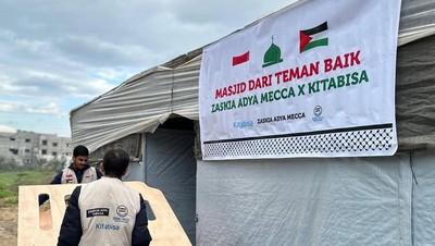 Penampakan Masjid Sementara yang Dibangun Zaskia Adya Mecca di Gaza
