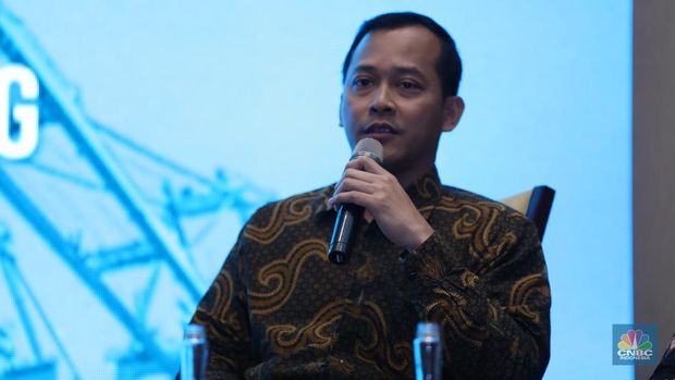 Direktur Utama IMATAP (Kementerian Perindustrian)  Mahardi Tunggul Wicaksono dalam acara Indonesia Maritime Talk 2025 di Ritz Carlton, Jakarta, Selasa (25/2/2025). (CNBC Indonesia/Tri Susilo)