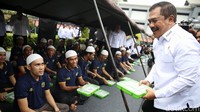 Agus menghadiri makan siang bersama para tahanan di Rutan Cipinang, Jakarta Timur, Selasa (25/2/2025).