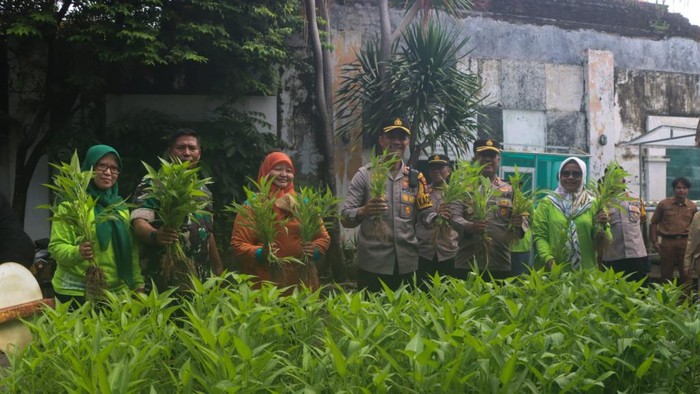 Kapolres Pasuruan Kota AKBP Davis saat di Kawasan Rumah Pangan Lestari (KRPL) Lentera Cluster