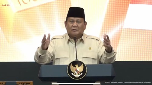 Presiden Prabowo Subianto saat peresmian layanan Bank Emas di The Gade Tower, Jakarta Pusat, Rabu (26/2/2025).