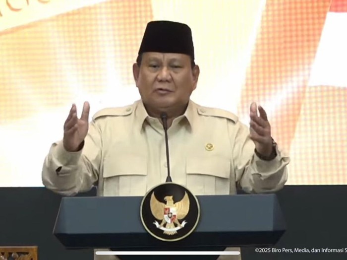 Presiden Prabowo Subianto saat peresmian layanan Bank Emas di The Gade Tower, Jakarta Pusat, Rabu (26/2/2025).