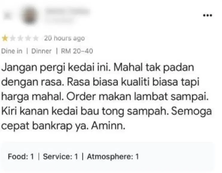 Uang Pelanggan Dikembalikan Gegara Mendoakan Restoran Bangkrut