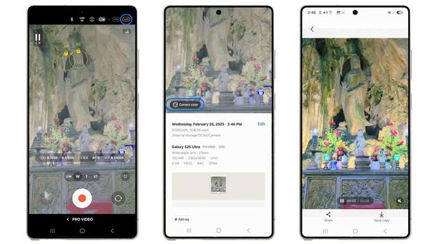 Fitur log video di Galaxy S25 series