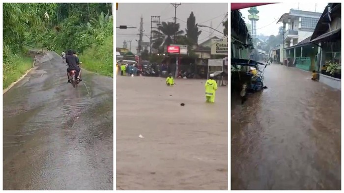 Hujan deras di Bandar Lampung mengakibatkan jalan lintas putus dan rumah warga terendam banjir