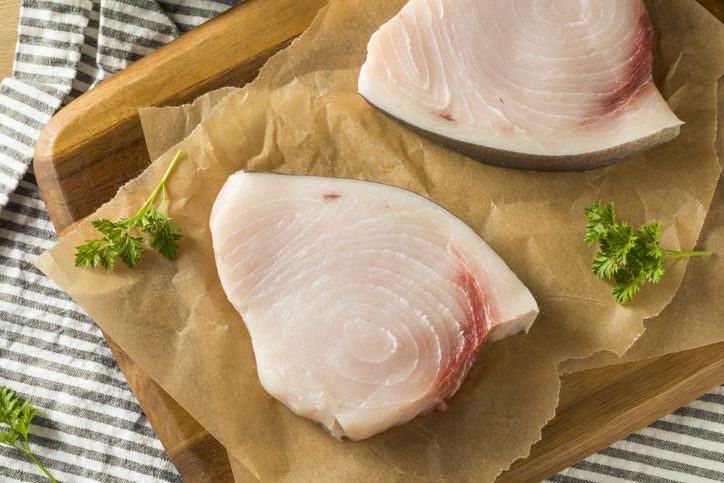 Raw Organic Swordfish Steak Filets Ready to Cook