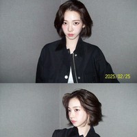 Selama ini, Karina aespa identik memiliki rambut panjang. Namun pada akhir tahun 2024, Karina aespa sudah ancang-ancang memotong rambut pendek sebahu dipermanis dengan poni barcode. Foto: dok. Instagram @katarinabluu