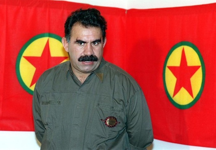 (FILES) A file photo taken 28 September 1993 shows Kurdish rebel chief Abdullah Ocalan giving a press conference in Masnaa on the Lebanon-Syria border. Ocalan was arrested late 15 February in an undercover operation in Kenya and brought to Turkey, where he will go on trial, Turkish Prime Minister Bulent Ecevit said 16 February. (Photo by JOSEPH BARRAK / AFP FILES / AFP)