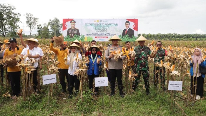 Polres Kediri bersama forkopimda dan mahasiswa panen raya jagung