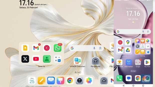 Tampilan Layar utama Honor X9C. (CNBC Indonesia/Novina Putri Besari)