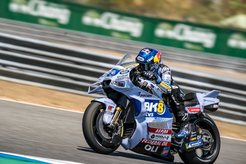 BURIRAM, THAILAND - FEBRUARY 28: Alex Marquez of Spain and Gresini Racing MotoGP™ rides during the free practice of the MotoGP PT Grand Prix of Thailand at Chang International Circuit on February 28, 2025 in Buriram, Thailand. (Photo by Steve Wobser/Getty Images)