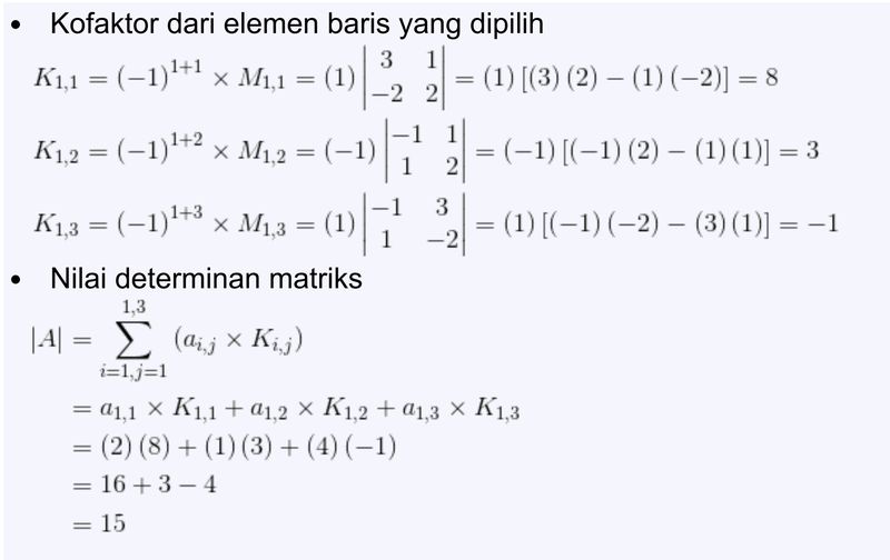 Contoh soal matriks metode Kofaktor.