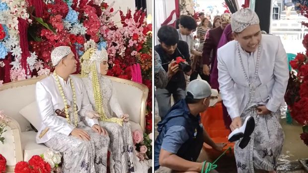 Fotografer ini mengunggah suasana acara pernikahan di tengah banjir, viral di TikTok.