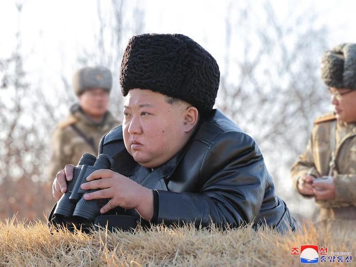 North Korean leader Kim Jong Un supervises during what state media KCNA says is a test-launch of a strategic cruise missile designed to demonstrate the readiness posture of various nuclear capabilities, over the sea off the west coast of the Korean peninsula, February 26, 2025, in this photo released by North Koreas official Korean Central News Agency on February 27, 2025. KCNA via REUTERS Purchase Licensing Rights