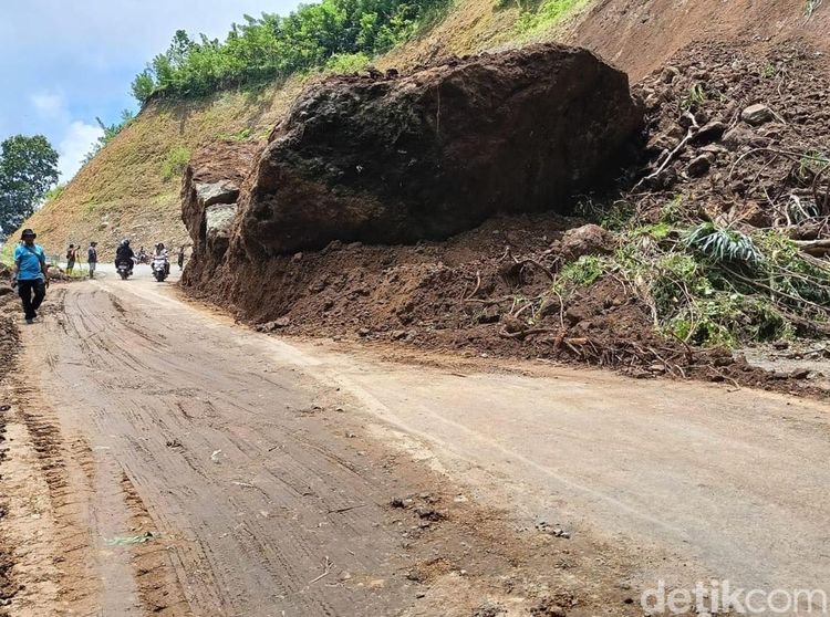 Batu Besar Longsor di Jalur Lumajang-Malang