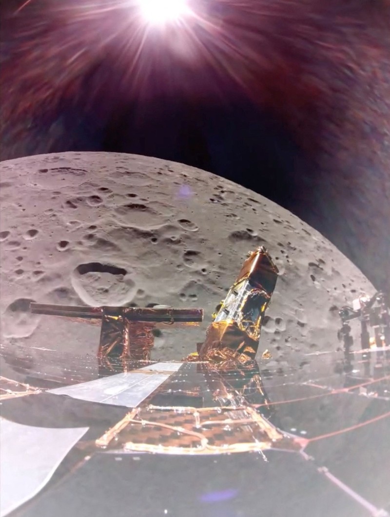 The moon passes by Firefly Aerospace's Blue Ghost spaceship ahead of its landing, February 24, 2025, in this screengrab taken from a video obtained from social media. Firefly Aerospace via X/via REUTERS  THIS IMAGE HAS BEEN SUPPLIED BY A THIRD PARTY. MANDATORY CREDIT. NO RESALES. NO ARCHIVES.