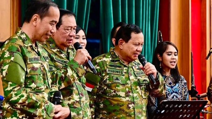Prabowo, SBY, dan Jokowi menyanyi bersama. Dok. IG Sekretariat Kabinet.
