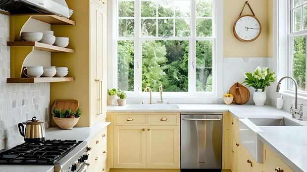 Warna Dapur Warna cat dapur yang cerah.