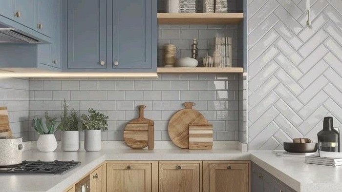 Warna cat dapur yang cerah.