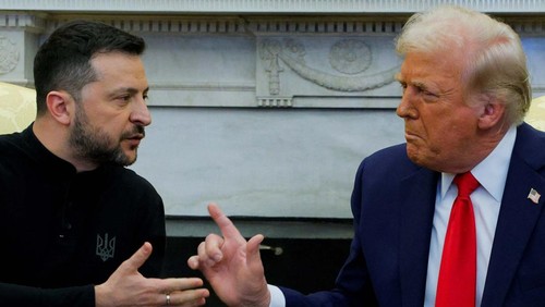 Ukrainian President Volodymyr Zelenskiy departs after a press conference with U.S. President Donald Trump was canceled following their Oval Office meeting at the White House in Washington, D.C., U.S., February 28, 2025. REUTERS/Nathan Howard