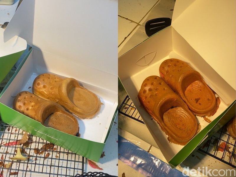 pancake viral di Blok M mirip sandal karet 'Crocs'