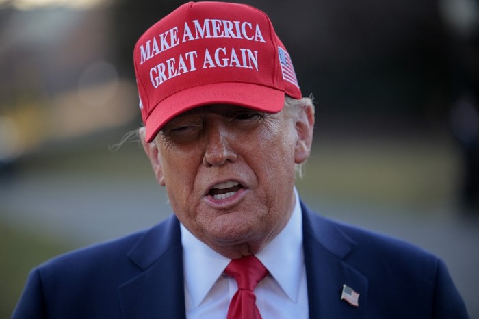 WASHINGTON, DC - FEBRUARY 28: U.S. President Donald Trump speaks as he departs the White House on February 28, 2025 in Washington, DC. Trump spoke on his contentious Oval Office meeting with Ukrainian President Volodymyr Zelensky.   Chip Somodevilla/Getty Images/AFP (Photo by CHIP SOMODEVILLA / GETTY IMAGES NORTH AMERICA / Getty Images via AFP)