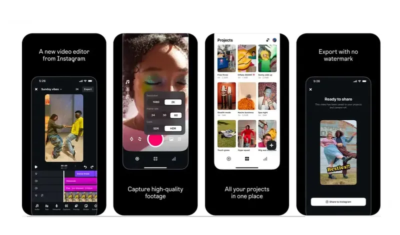 Tampilan aplikasi Edits Instagram