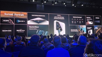 Ada kemampuan baru untuk sunset potrait, lensa Summilux, Leica floating telephoto lens, 5 jarak fokus untuk 3 lensa kamera, street photography, bantuan AI dan ultra zoom. Foto: Fitraya Ramadhanny/detikINET