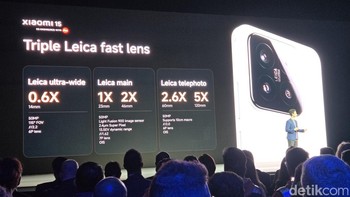 Xiaomi 15 dibekali 3 lensa di belakang. Ada main camera 50MP, ultra wide 50MP, dan telefoto 50MP. Sementara itu, kamera depannya 32MP. Foto: Fitraya Ramadhanny/detikINET