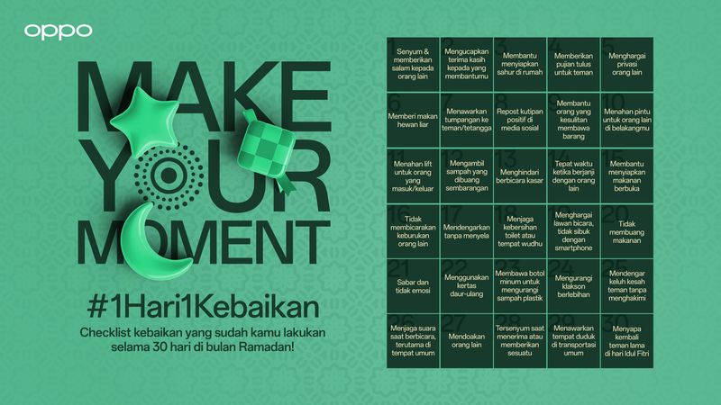 Lewat 'Make Your Moment', OPPO Ajak Masyarakat Lakukan #1Hari1Kebaikan di Bulan Ramadan