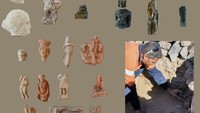 Koin-koin kuno yang berasal dari Periode Ptolemeus juga ditemukan, yang menunjukkan bahwa situs tersebut tetap aktif lama setelah operasi penambangan awal. Patung-patung terakota manusia dan hewan dari Periode Yunani-Romawi ditemukan selama penggalian. Foto: Dokumentasi Kementerian Pariwisata dan Purbakala Mesir