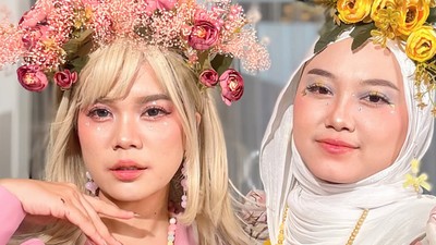 7 Foto Sinta dan Jojo Keong Racun Ikut Tren Douyin Makeup, Bak Tak Menua