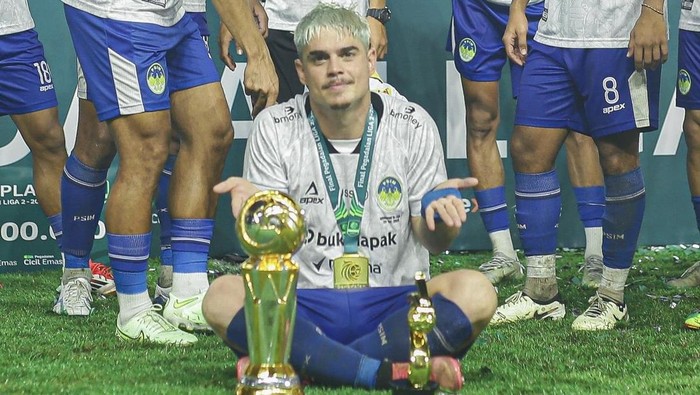 Striker PSIM Jogja, Rafinha, di final Liga 2 2024/3025 di Stadion Manahan, Solo, Rabu (26/2/2025) malam.