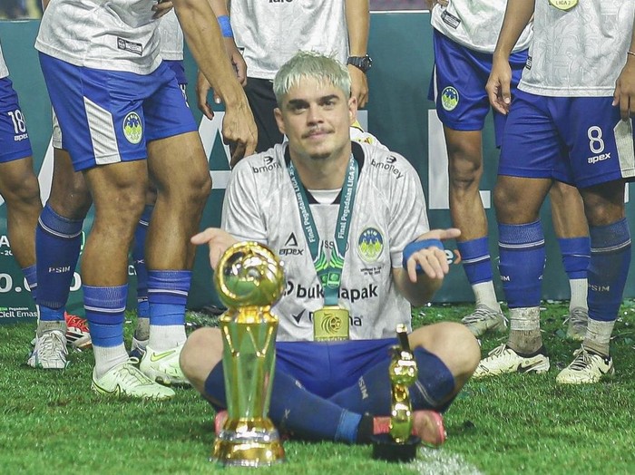 Striker PSIM Jogja, Rafinha, di final Liga 2 2024/3025 di Stadion Manahan, Solo, Rabu (26/2/2025) malam.