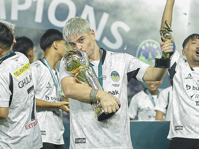 Striker PSIM Jogja, Rafinha, di final Liga 2 2024/3025 di Stadion Manahan, Solo, Rabu (26/2/2025) malam.