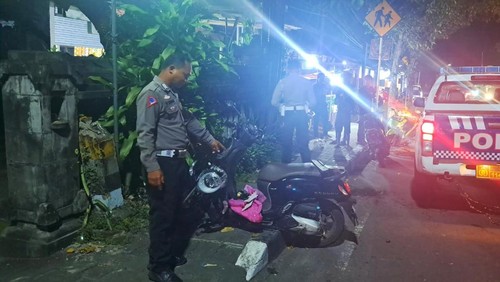 TKP lakalantas di Jalan Raya Untung Surapati, Kelurahan Padangkerta, Karangasem, Minggu (2/3/2025). (dok. Polres Karangasem)