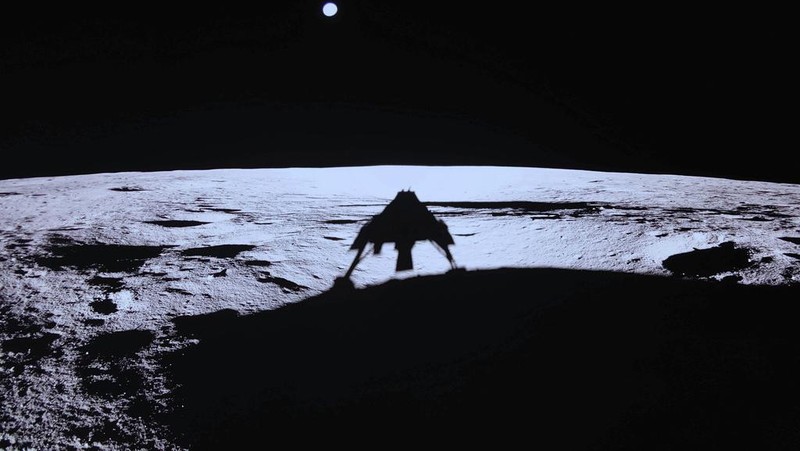 Private lunar lander Blue Ghost after touching down on the moon with a special delivery for NASA Sunday, March 2, 2025. (NASA/Firefly Aerospace via AP)