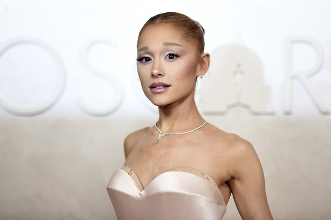 Ariana Grande arrives at the Oscars on Sunday, March 2, 2025, at the Dolby Theatre in Los Angeles. (Photo by Richard Shotwell/Invision/AP)