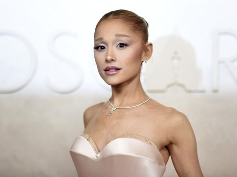 Ariana Grande arrives at the Oscars on Sunday, March 2, 2025, at the Dolby Theatre in Los Angeles. (Photo by Richard Shotwell/Invision/AP)