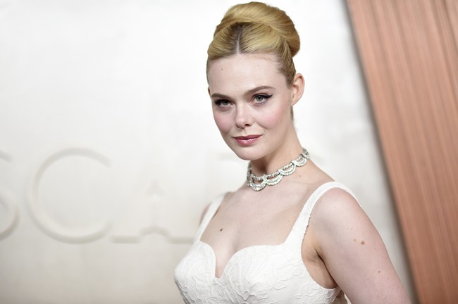 Elle Fanning arrives at the Oscars on Sunday, March 2, 2025, at the Dolby Theatre in Los Angeles. (Photo by Richard Shotwell/Invision/AP)