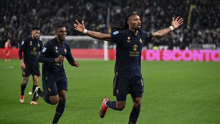 TURIN, ITALY - MARCH 03: Khephren Thuram of Juventus celebrates his goal during the Serie A match between Juventus and Verona at  on March 03, 2025 in Turin, Italy. (Photo by Image Photo Agency/Getty Images)
