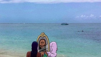 Lucas menggunakan foto-foto yang ada di Instagram sebagai kanvasnya. (Foto: Lucas Levitan)  