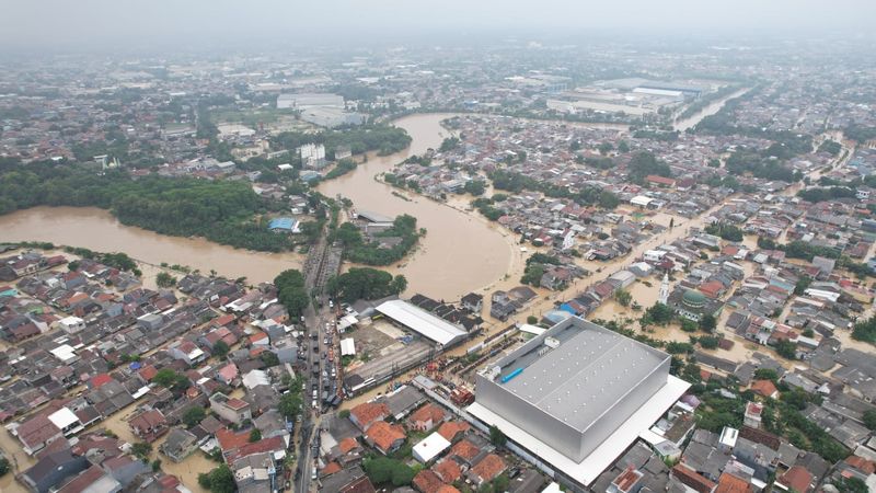 Pantauan udara kondisi banjir di Kota Bekasi Selasa (4/3)-(Pusdatin BNPB)