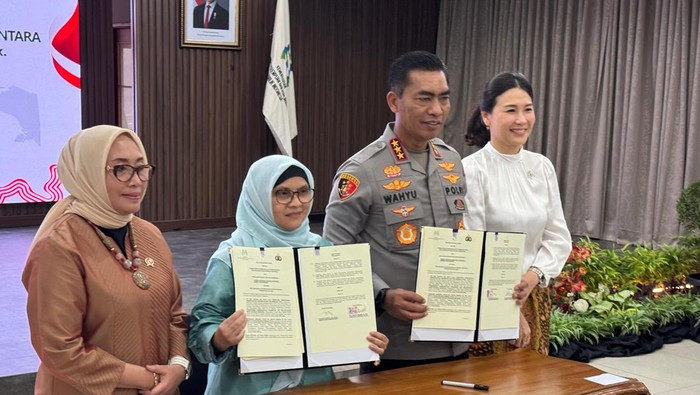 Penandatangan MoU KemenPPPA dan Bareskrim (Yogi/detikcom)
