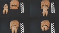Selain lima patung yang utuh, arkeolog juga menemukan pecahan patung di bagian lain situs penggalian. Bagian atas patung terkecil dari tablo tersebut pas dengan figur batang tubuh berongga, yang menurut para arkeolog dapat menjadi elemen dari adegan peragaan ulang kelahiran. Foto: J Przedwojewska-G Prejs et al/PASI via cambridge.org