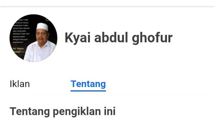 Akun Facebook yang catut KH Abdul Ghofur