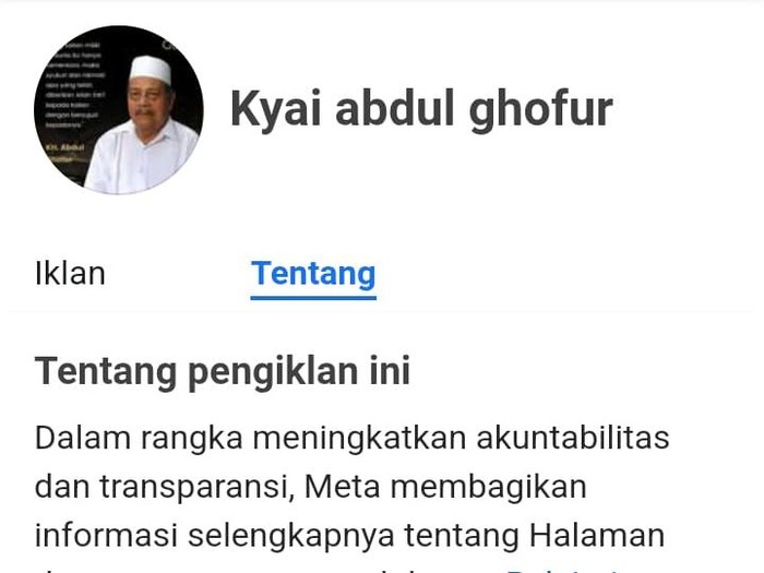 Akun Facebook yang catut KH Abdul Ghofur