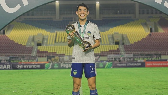 Bek PSIM Jogja, Yusaku Yamadera di final Liga 2 2024/2025 di Stadion Manahan, Solo, Rabu (26/2/2025).