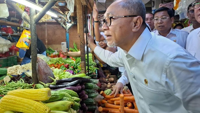 Menko Pangan Zulkifli Hasan Tinjau Harga Bapok di Pasar Johor Baru.
