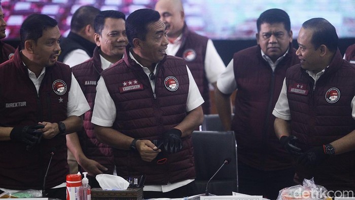 Kabareskrim Polri Komjen Wahyu Widada bersama pejabat Polri dan undangan menggelar konferensi di Gedung Bareskrim Polri, Jakarta Selatan, Rabu (5/3/2025) terkait pengungkapan 6.881 kasus tindak pidana narkoba di seluruh wilayah Indonesia.